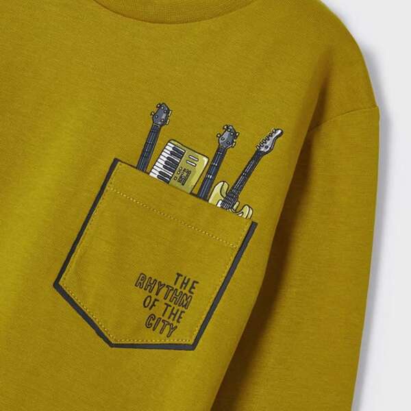 MAYORAL Chlapčenské tričko s dlhým rukávom 2set hudobné nástroje Set of 2 long sleeve T-shirts boy olivové 4013 | Welcomebaby.sk