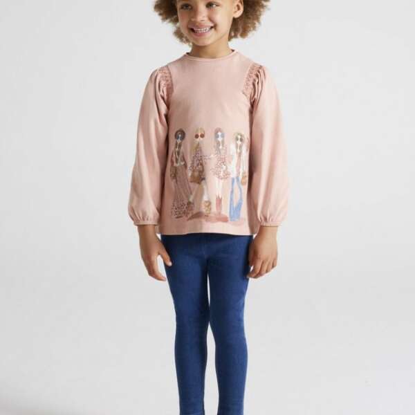 Legíny a tričko s dámami Leggings and patterned top set girl ružový 4767 | Welcomebaby.sk