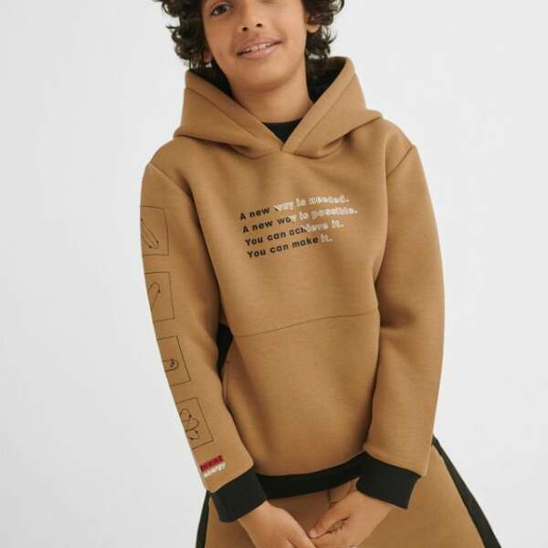 Chlapčenská mikina s kapucňou Hoodie with central pocket boy Mayoral hnedá | Welcomebaby.sk