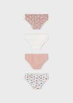 MAYORAL Dievčenské nohavičky bodkované a s obrázkami Pack of 4 knickers girl ružové | Welcomebaby.sk