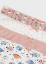 MAYORAL Dievčenské nohavičky bodkované a s obrázkami Pack of 4 knickers girl ružové | Welcomebaby.sk