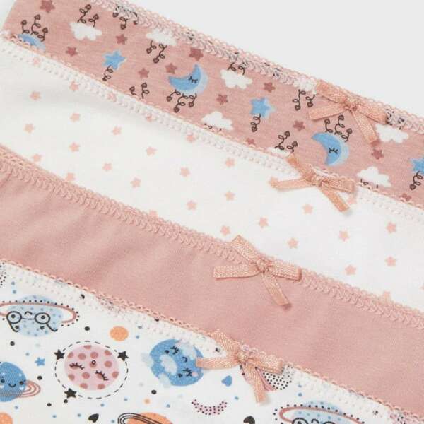 MAYORAL Dievčenské nohavičky bodkované a s obrázkami Pack of 4 knickers girl ružové | Welcomebaby.sk
