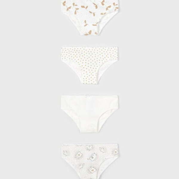 MAYORAL Dievčenské nohavičky bodkované, s lístkami Pack of 4 knickers girl krémové