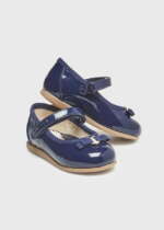 Lakované balerínky s mašľou Ballet pump patent leather effect baby girl Mayoral tmavomodré | Welcomebaby.sk