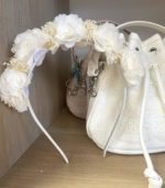 Čelenka s kvetmi a gypsomilkou Siena krémová | Welcomebaby.sk