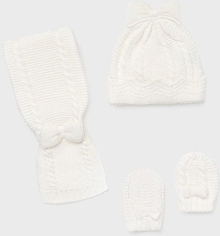 MAYORAL Čiapkový baby set – šál a rukavice Mayoral crudo krémový | Welcomebaby.sk