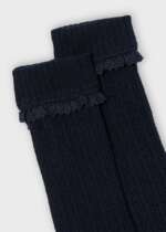 MAYORAL Vzorované pletené podkolienky s výšivkou tmavomodré 10139 | Welcomebaby.sk