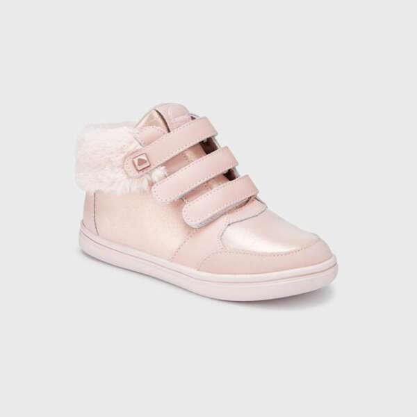 MAYORAL Dievčenské kotníkové topánky s kožušinou na suchý zips béžové 48241 | Welcomebaby.sk