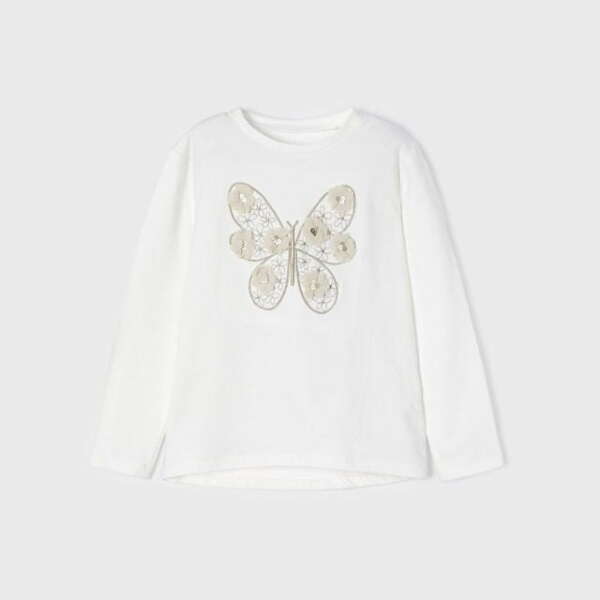 MAYORAL Dievčenské tričko s dlhým rukávom s potlačou motýľ a 3D kvety Long sleeve butterfly 4093 | Welcomebaby.sk