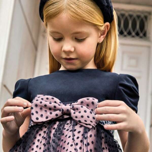 ABEL & LULA Tylová bodkovaná čelenka Flocked tulle headband tmavomodrá 5950 | Welcomebaby.sk