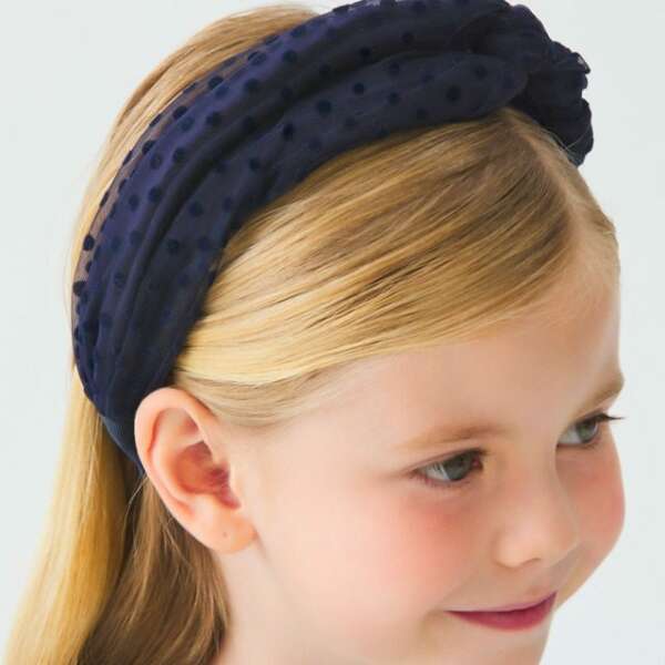 ABEL & LULA Tylová bodkovaná čelenka Flocked tulle headband tmavomodrá 5950 | Welcomebaby.sk
