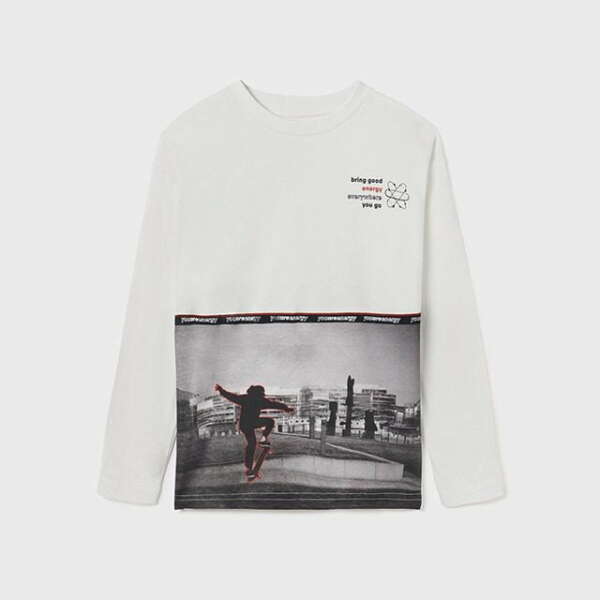 MAYORAL Chlapčenské tričko s dlhým rukávom Long sleeve t-shirt boy biele 7016 | Welcomebaby.sk