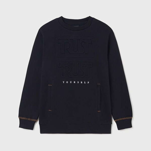 MAYORAL Chlapčenská mikina Yourself Embossed jumper boy dark navy tmavomodrá 7450 | Welcomebaby.sk