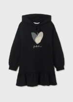 MAYORAL Teplákové šaty so srdcom fabulous Fleece dress girl čierne 7939 | Welcomebaby.sk