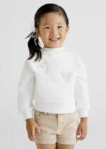 Dievčenská mikina so srdiečkami Jumper with applique girl Mayoral biela 3422 | Welcomebaby.sk