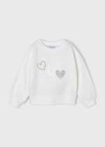 Dievčenská mikina so srdiečkami Jumper with applique girl Mayoral biela 3422 | Welcomebaby.sk