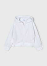 MAYORAL Dievčenská mikina s kapucňou Hoddie with zip biela 3428 | Welcomebaby.sk