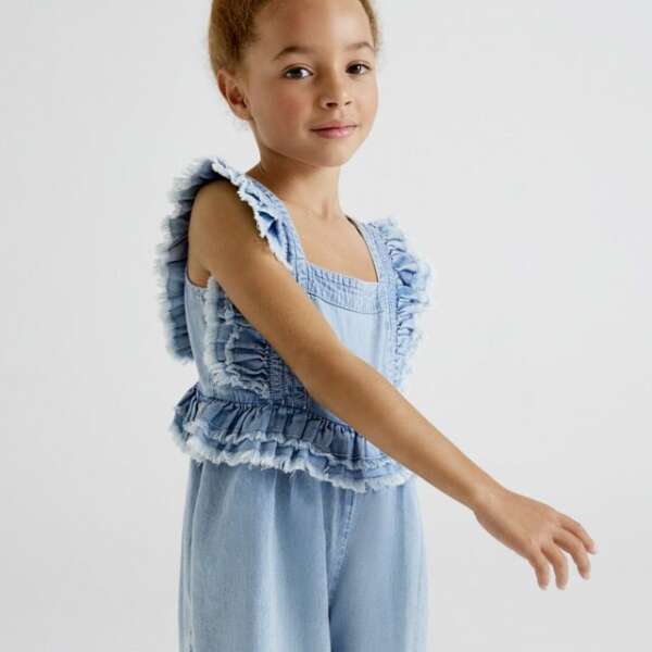 Mayoral Kraťasový overal svetlomodrý Jumpsuit light denim 3834 | Welcomebaby.sk