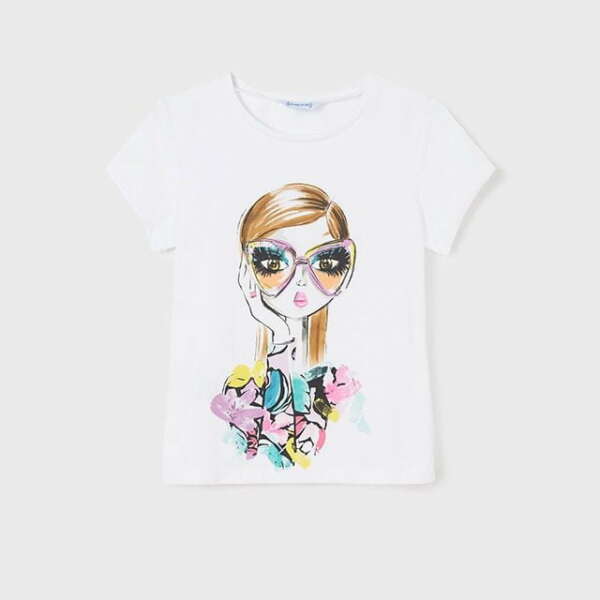 MAYORAL Tričko s krátkym dáma biele T-shirt girl 6037 | Welcomebaby.sk
