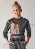 Dievčenská krátka mikina s obrázkami dám Worn effect sweatshirt girl Mayoral vyblednutá čierna 6420 | Welcomebaby.sk