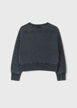 Dievčenská krátka mikina s obrázkami dám Worn effect sweatshirt girl Mayoral vyblednutá čierna 6420 | Welcomebaby.sk