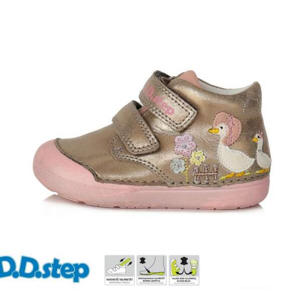 DD STEP Dievčenské vyššie topánky s kačkou zlaté | Welcomebaby.sk