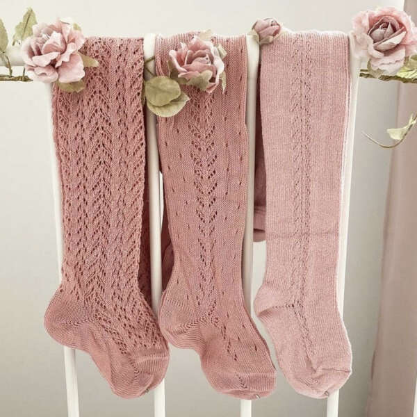 Pančuchy s bočným otvoreným vzorom Cóndor pale pink staroružové | Welcomebaby.sk