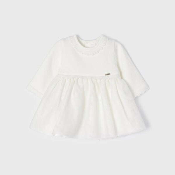 MAYORAL Slávnostné šaty pre bábätká krémové Ceremony dress baby crudo 2822 | Welcomebaby.sk