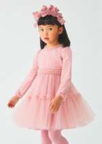 ABEL & LULA Tylové šaty ružové s dlhým rukávom Plumeti Flocket Tulle Dress 5530 | Welcomebaby.sk