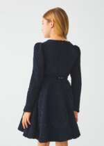 ABEL & LULA Žakárové trblietavé šaty modré s dlhým rukávom Knitted Jacquard Dress navy blue 5535 | Welcomebaby.sk