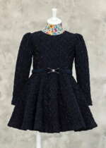 ABEL & LULA Žakárové trblietavé šaty modré s dlhým rukávom Knitted Jacquard Dress navy blue 5535 | Welcomebaby.sk