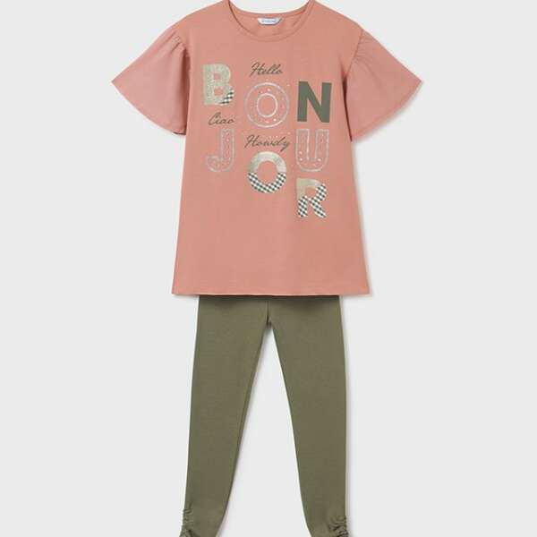 MAYORAL Legíny a tričko olivová zelená Rib knit leggings set girl olive 6740 | Welcomebaby.sk