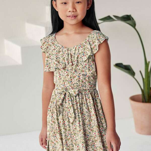 MAYORAL Šaty s mini kvetmi béžová Flowers dress 6978 | Welcomebaby.sk