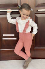 CÓNDOR Pančuchy na traky s volánom bez nožičiek terracota Flounced Suspender Cotton Leggings 2401 | Welcomebaby.sk