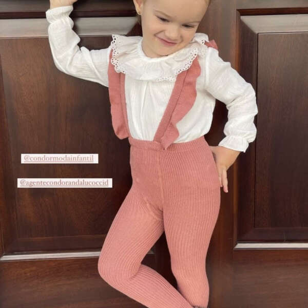 CÓNDOR Pančuchy na traky s volánom bez nožičiek terracota Flounced Suspender Cotton Leggings 2401 | Welcomebaby.sk