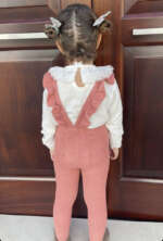 CÓNDOR Pančuchy na traky s volánom bez nožičiek terracota Flounced Suspender Cotton Leggings 2401 | Welcomebaby.sk