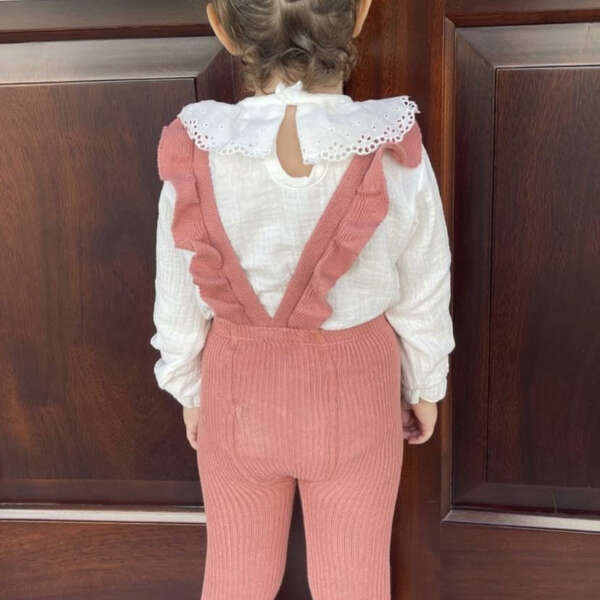 CÓNDOR Pančuchy na traky s volánom bez nožičiek terracota Flounced Suspender Cotton Leggings 2401 | Welcomebaby.sk