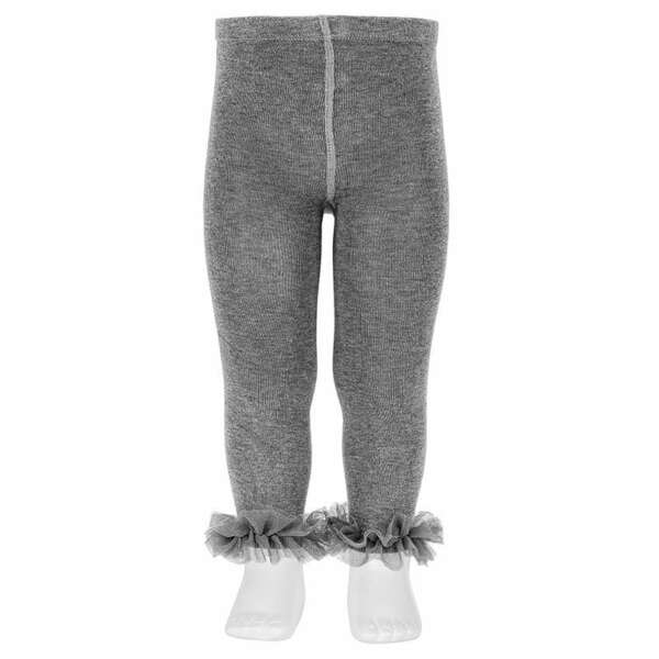 CÓNDOR Legíny na spodku s volánom sivé Leggings with tulle ruffles at the ankles light grey 2494 | Welcomebaby.sk