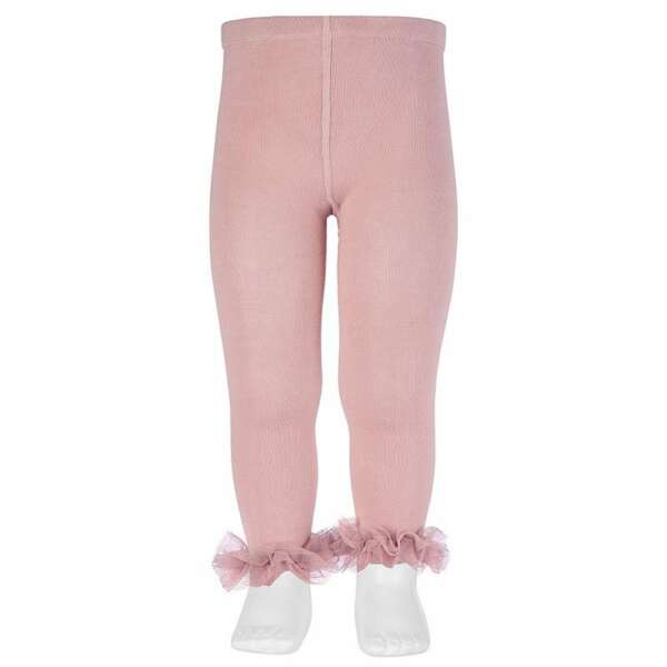 CÓNDOR Legíny na spodku s volánom pale pink ružové Leggings with tulle ruffles at the ankles 2494 | Welcomebaby.sk