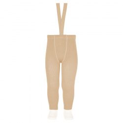 CÓNDOR Kamašle na traky bez nožičiek béžové z merino vlny Merino Wool Blend Leggings With Elastic Suspenders beige | Welcomebaby.sk