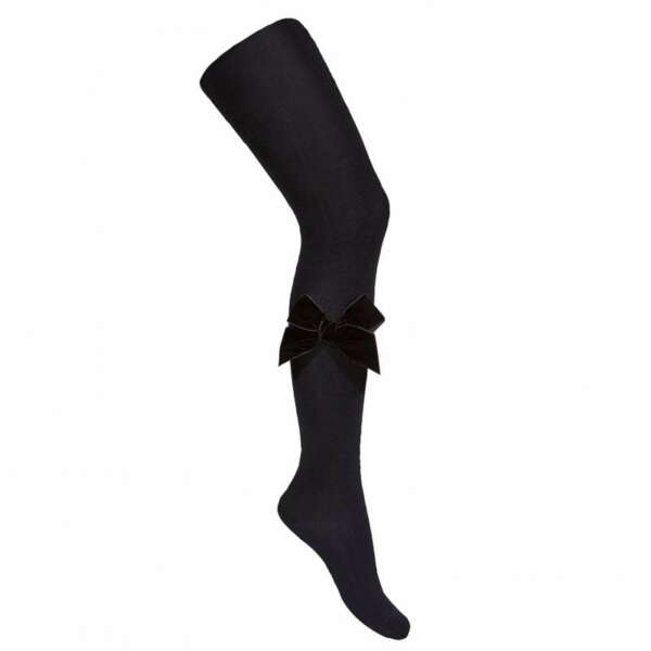 CÓNDOR Pančuchy s velvet mašľou čierne Tights with velvet bow black 2489 | Welcomebaby.sk