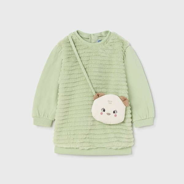 MAYORAL Zimné šaty s kabelkou aloe farba Faux fur dress with bag baby 2950 | Welcomebaby.sk