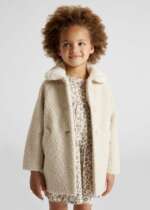 MAYORAL Kožušinový kabát béžový Terry coat beige 4484 | Welcomebaby.sk