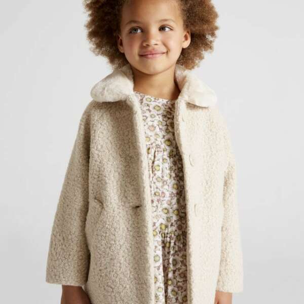 MAYORAL Kožušinový kabát béžový Terry coat beige 4484 | Welcomebaby.sk