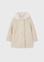 MAYORAL Kožušinový kabát béžový Terry coat beige 4484 | Welcomebaby.sk