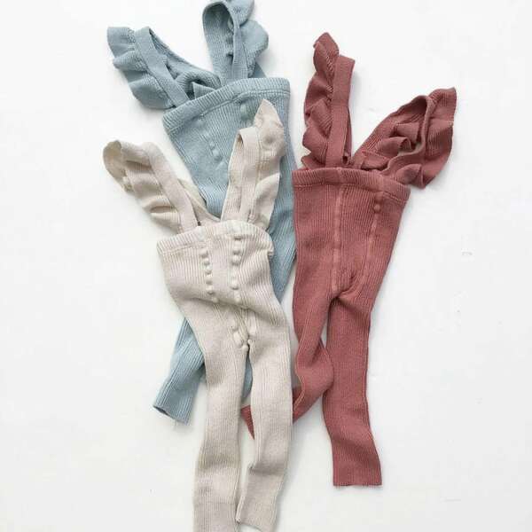 CÓNDOR Pančuchy s volánovými trakmi sea mist Flounced Suspender Cotton Leggings 2401 | Welcomebaby.sk