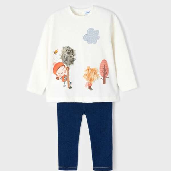MAYORAL Legíny a tričko modré Leggings With Top Set white navy 2729 | Welcomebaby.sk