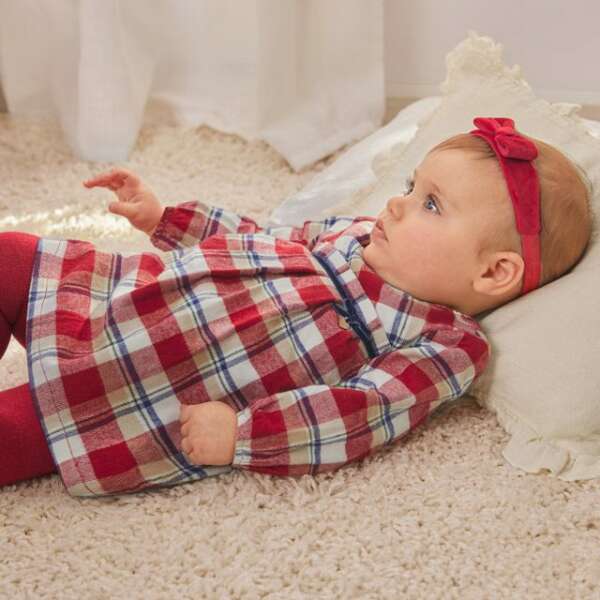 MAYORAL Kárované šaty červené Check Dress Newborn 2809 | Welcomebaby.sk