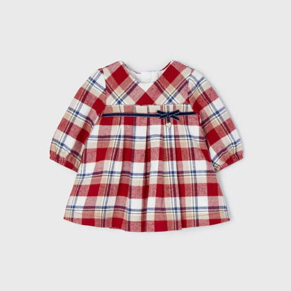 MAYORAL Kárované šaty červené Check Dress Newborn 2809 | Welcomebaby.sk