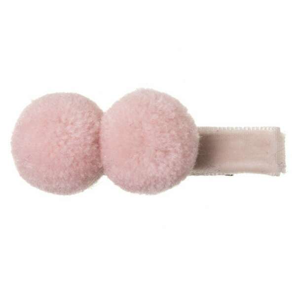 Welcome Baby Sponka s brmbolcami ružová Clip two pompoms light pink | Welcomebaby.sk